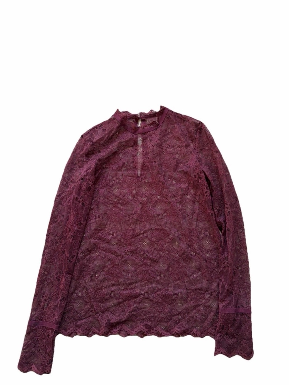 Lace Long-Sleeve Blouse in Plum